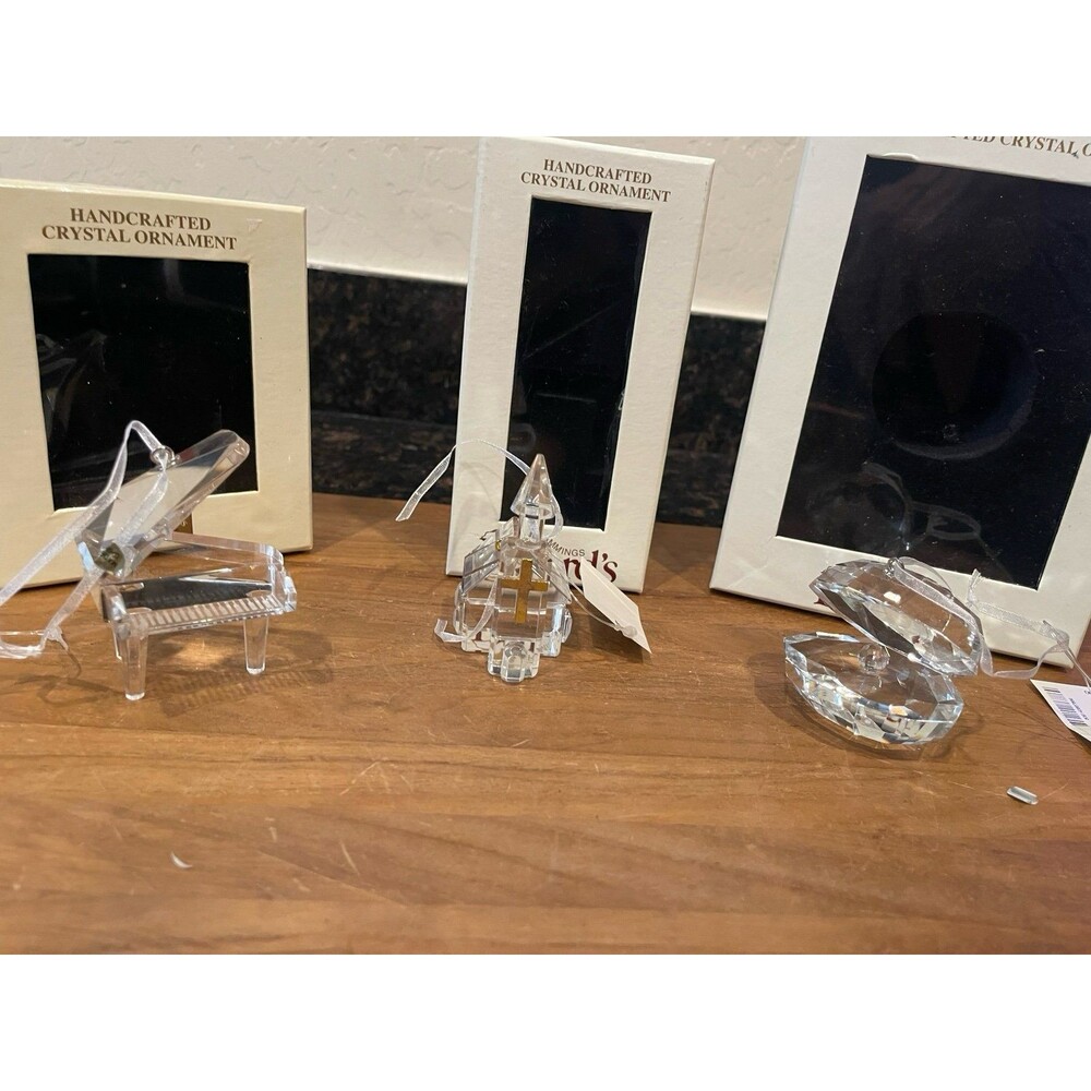 3 Vintage Dillard's Trimmings Crystal Ornaments